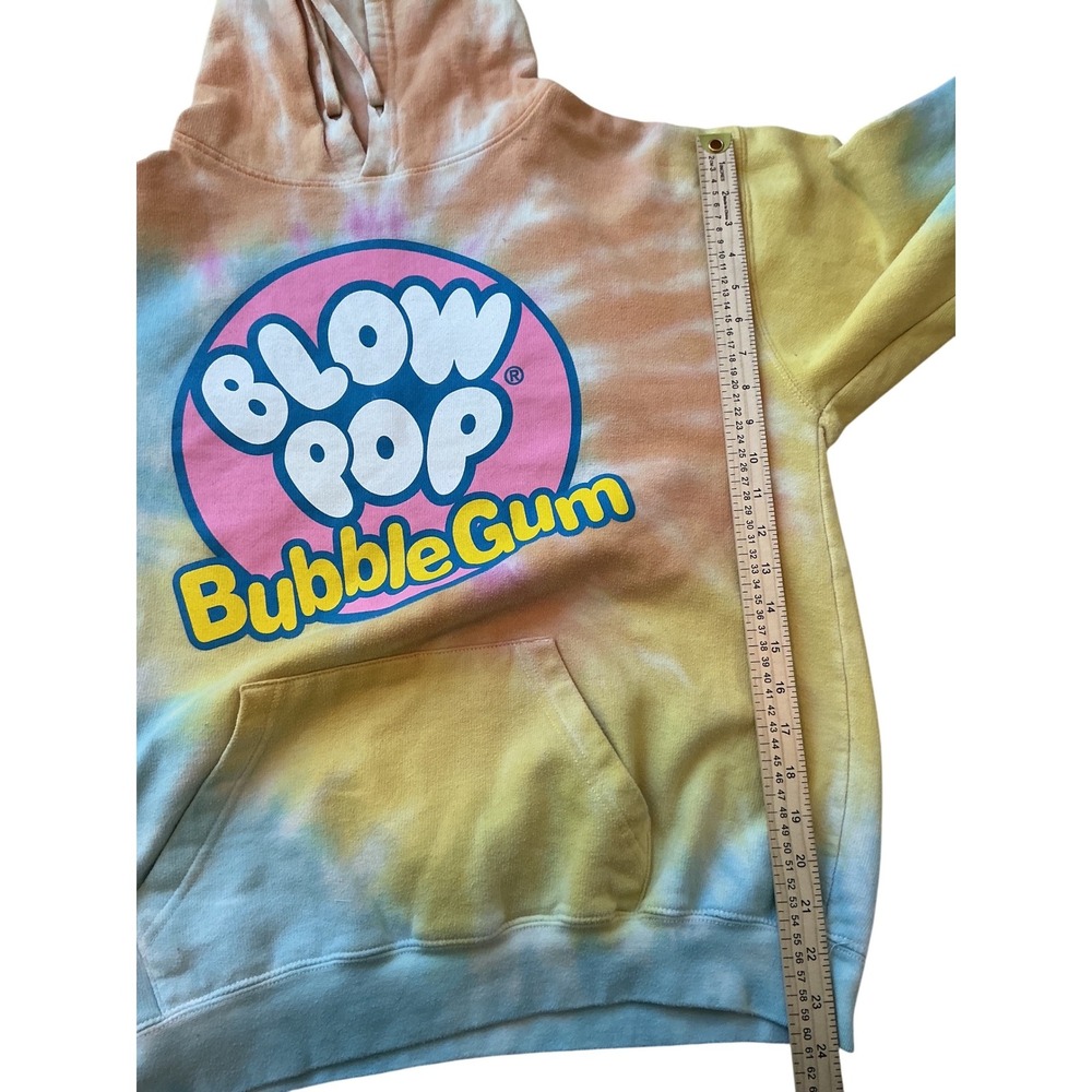 Charms Blow Pop Bubble Gum Tie Dye Hoodie Sweatshirt Yellow Pink Blue Retro L - Picture 4 of 5